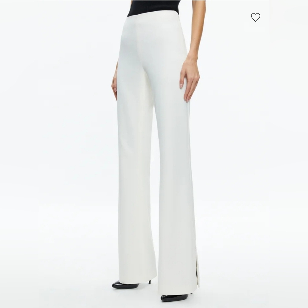 Alice + Olivia Lara Rhinestone Wide Leg Side Slits Pant SIZE 8 - Picture 3 of 13